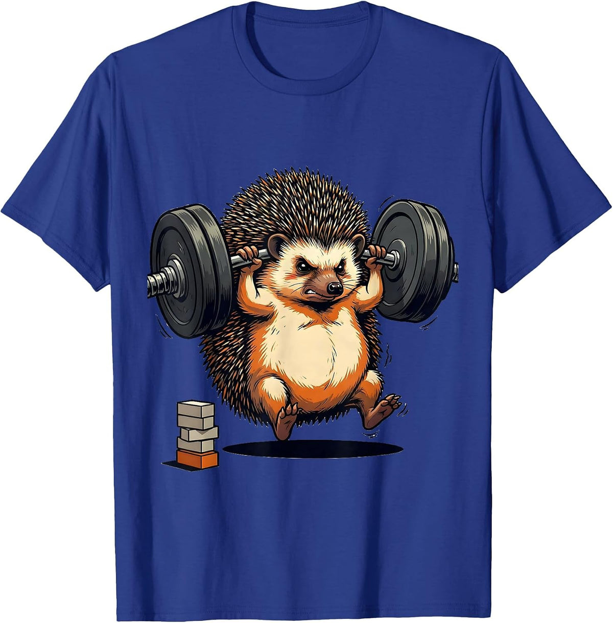 Hedgehog Weightlifting Funny Gym Workout Humor T-Shirt - Royal Blue