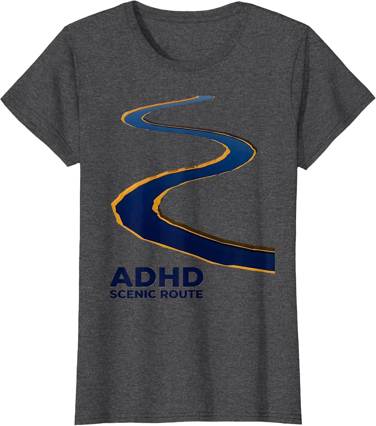 Women's ADHD Scenic Route Editorial Conceptual Neurodiversity T-Shirt - Dark Heather Grey