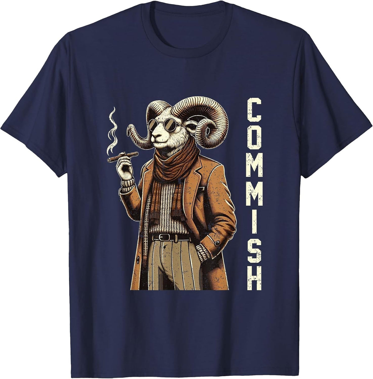 Fantasy Football Commissioner Funny Draft Goat Commish T-Shirt - Navy Blue