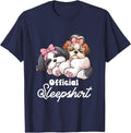 Shih Tzu Dog Official-Sleep Shirt Pajamas Nightgown Animal T-Shirt - Navy Blue