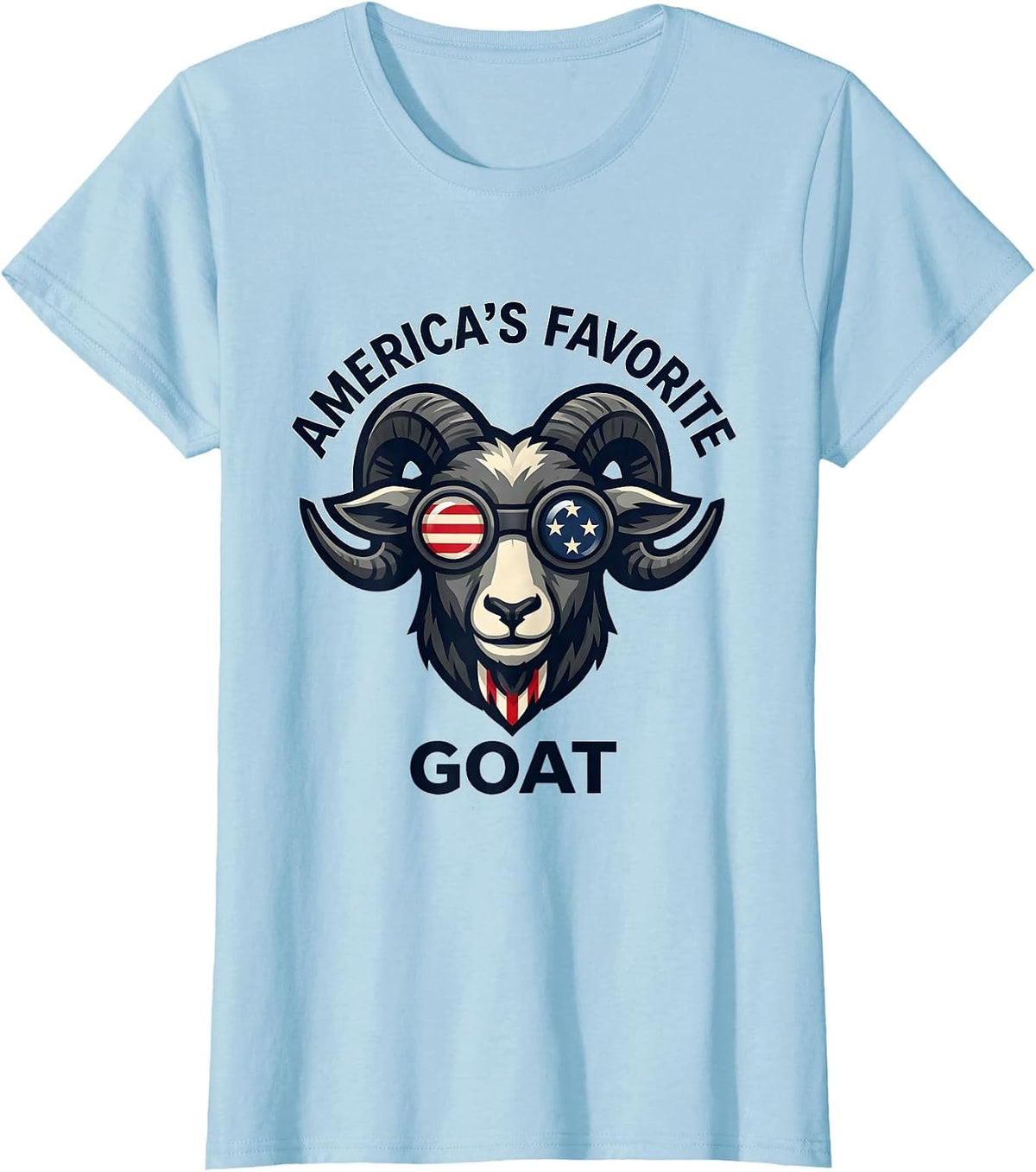 Women's America's Favorite GOAT Funny Goat Mascot Patriotic Humor T-Shirt - Baby Blue