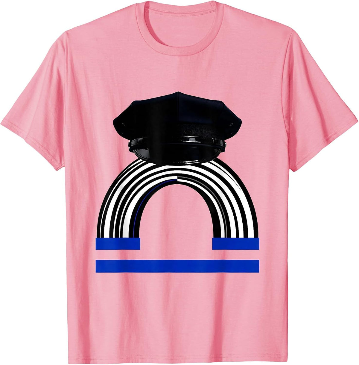 Men's Thin Blue Line Police Support Patriotic Tribute T-Shirt - Pink