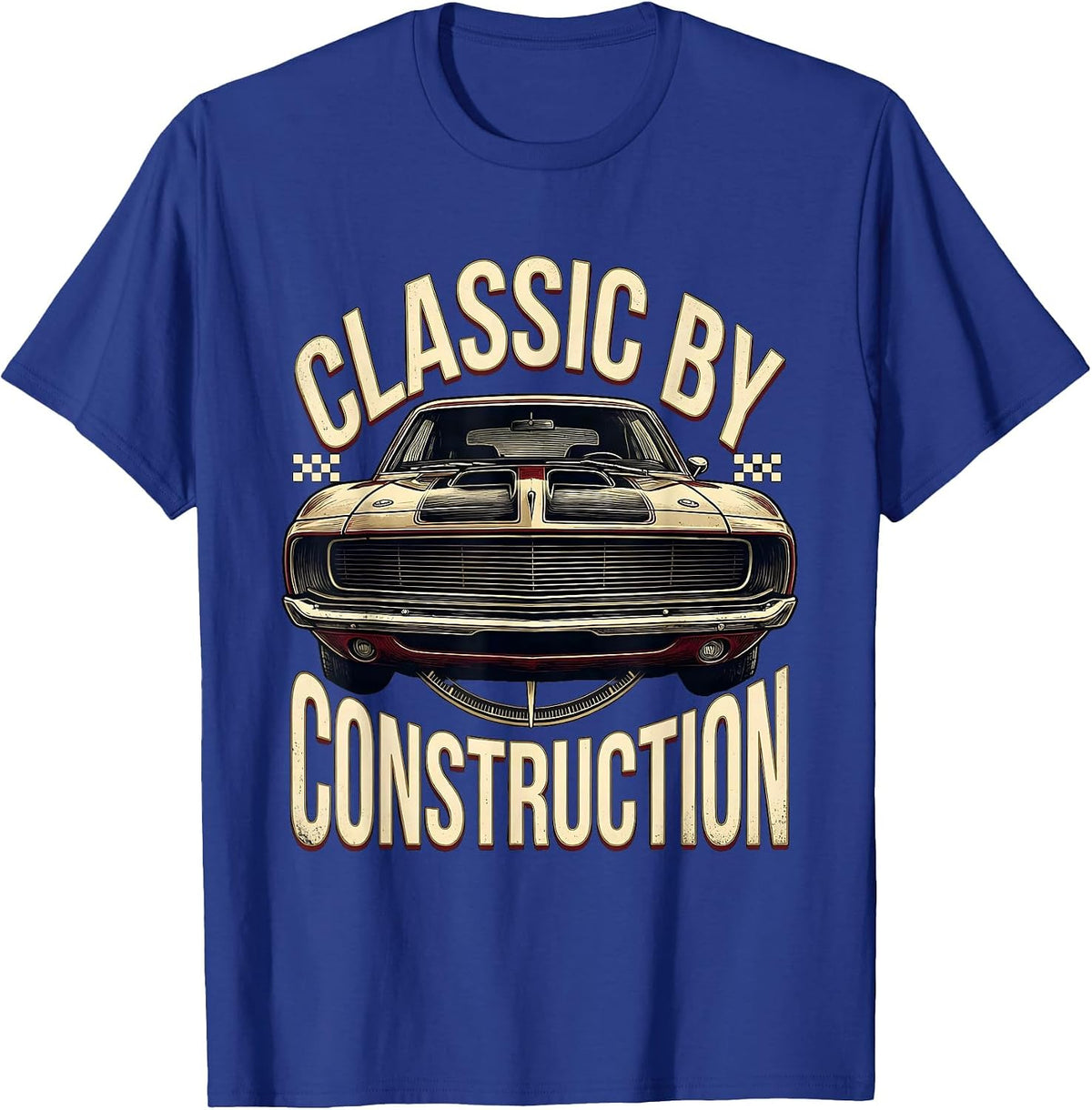 Classic By Construction Vintage Muscle Car Racing Pride T-Shirt - Royal Blue