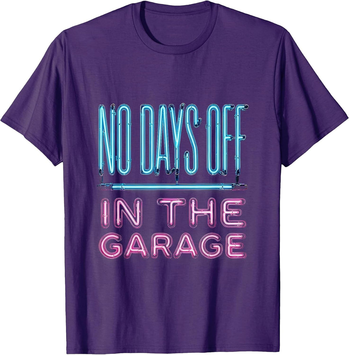 No Days Off In The Garage Mechanic Design T-Shirt - Purple