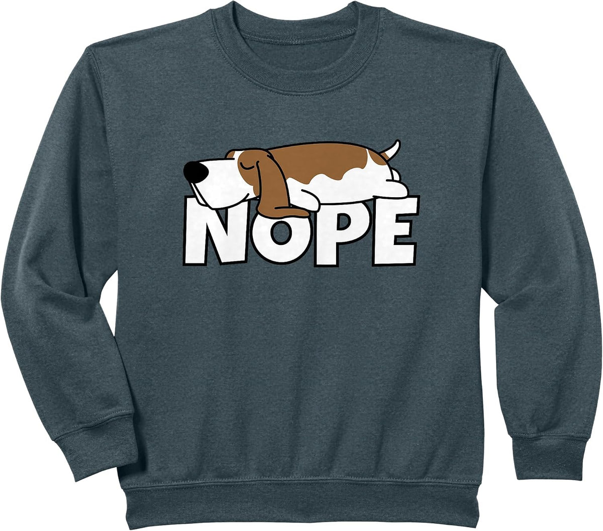 Lazy Basset Hound Cute Dog Nope Sweatshirt - Dark Heather Grey
