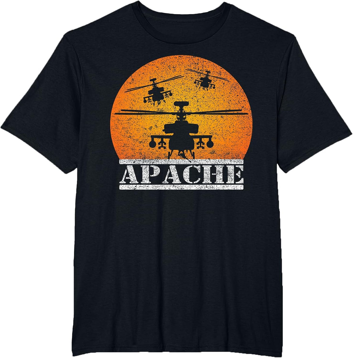 Apache Helicopters Pilots Flying Sunset T-Shirt - Black