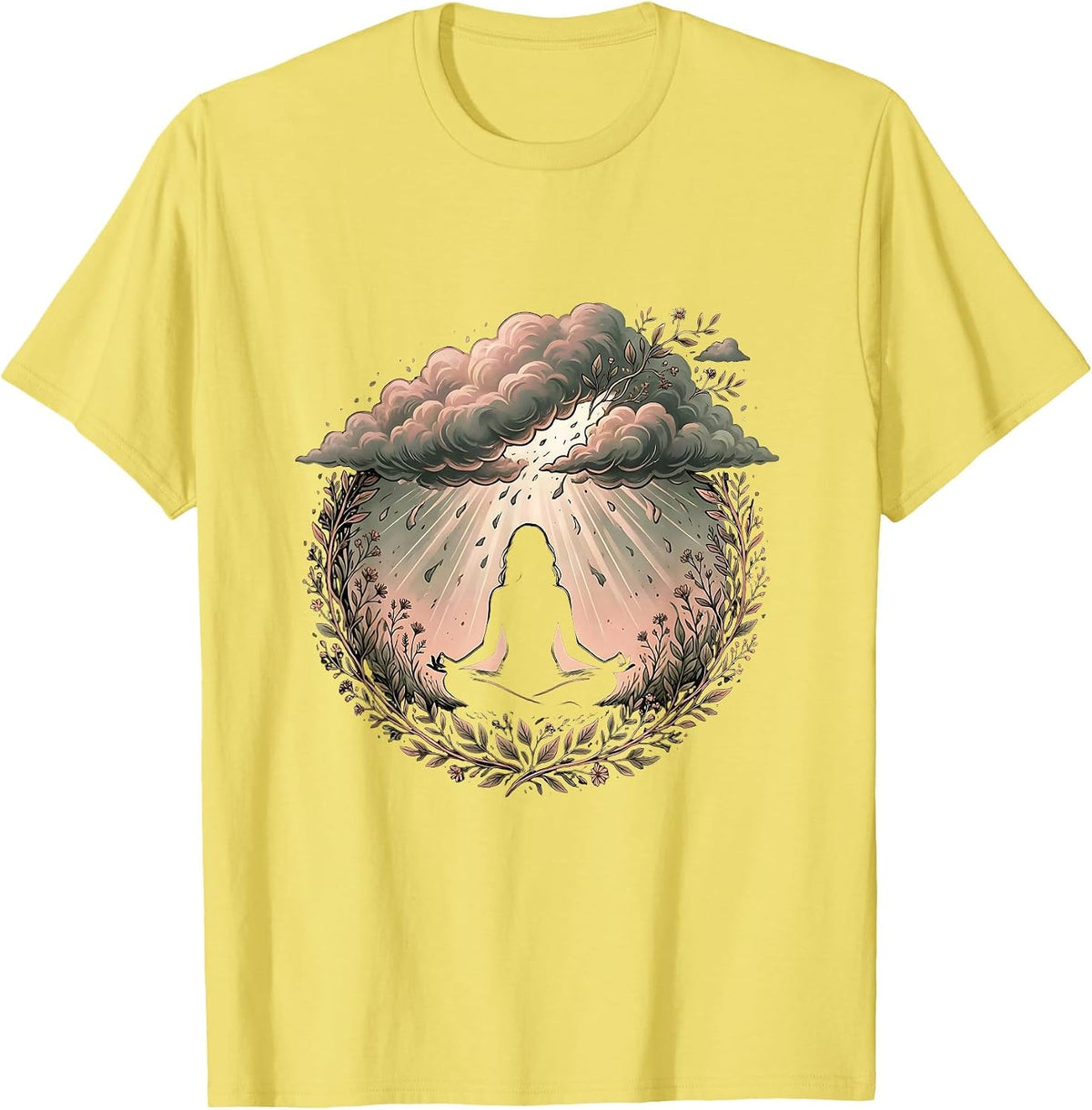 Men's Mental Health Matters Storm Cloud Clearing Art T-Shirt - Lemon Yellow
