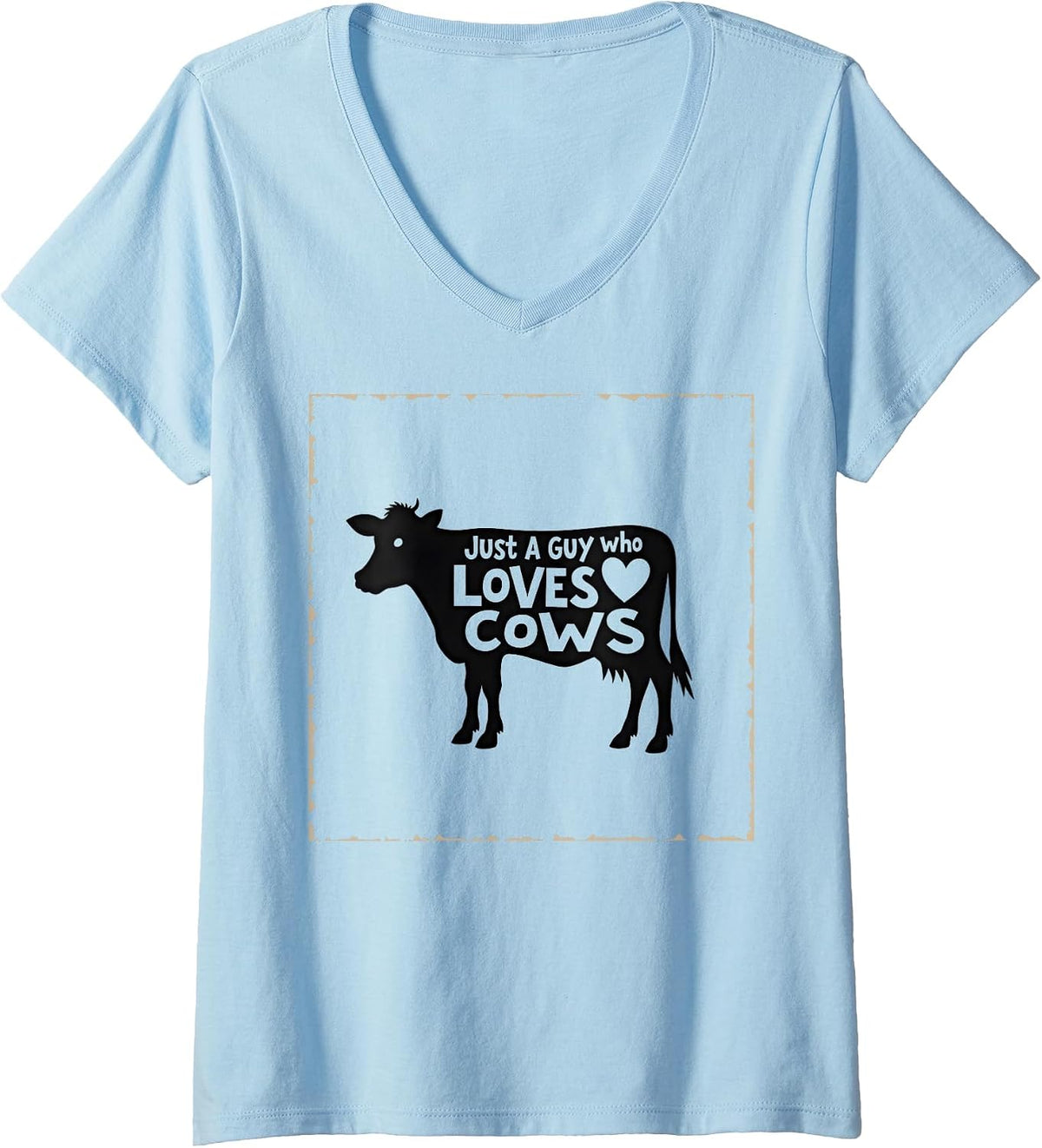 Women's Just A Guy Who Loves Cows - Cow Shirt for Farm Animal Lovers V-Neck T-Shirt - Baby Blue