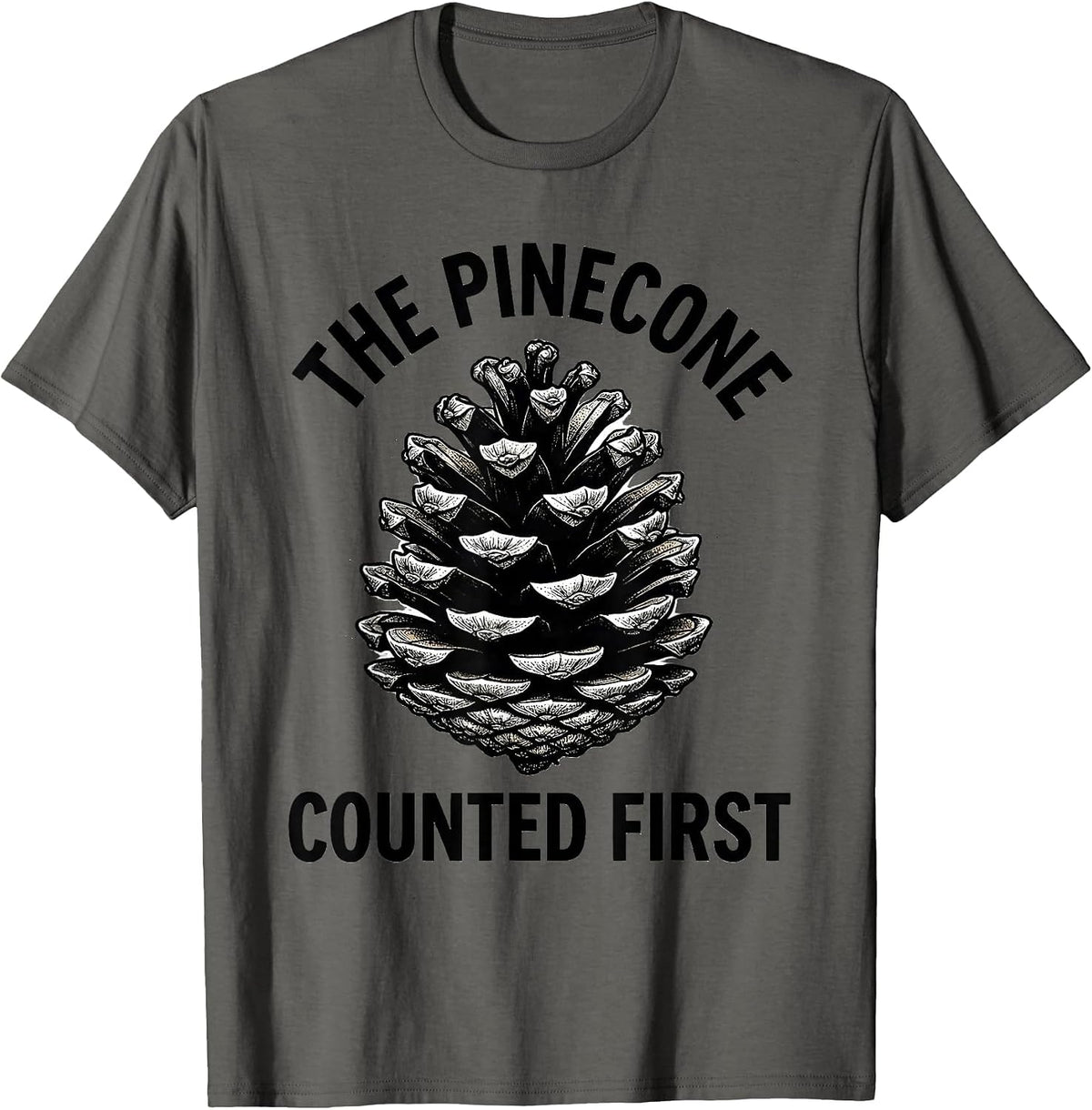 The Pinecone Counted First Math Enthusiast Sacred Geometry T-Shirt - Asphalt Grey
