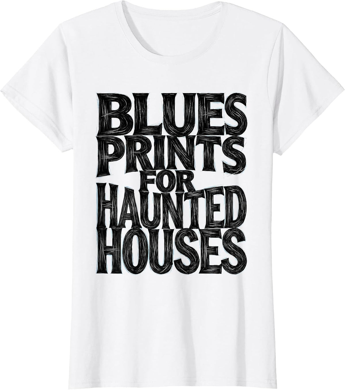 Women's Halloween Bat Architect Blueprint Haunted House T-Shirt - White