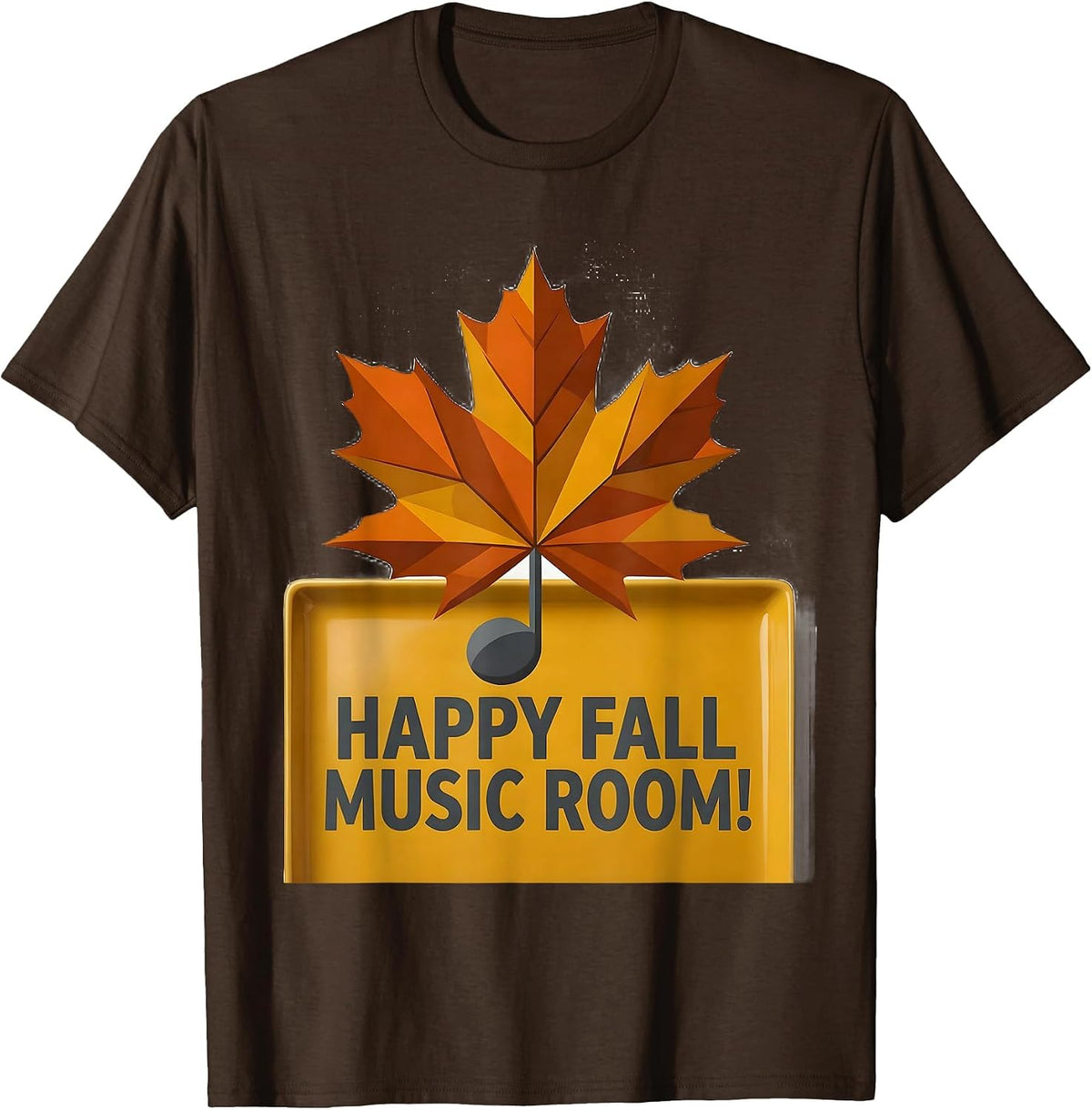 Happy Fall, Music Room! Retro Music Teacher Fall Festival T-Shirt - Brown