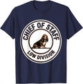 Chief Of Staff Low Division Funny Basset Hound Dog Owner T-Shirt - Navy Blue