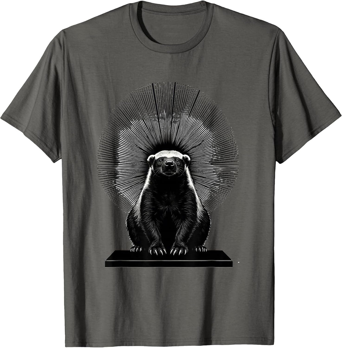 Honey Badger Silhouette Funny Animal Humor T-Shirt - Asphalt Grey