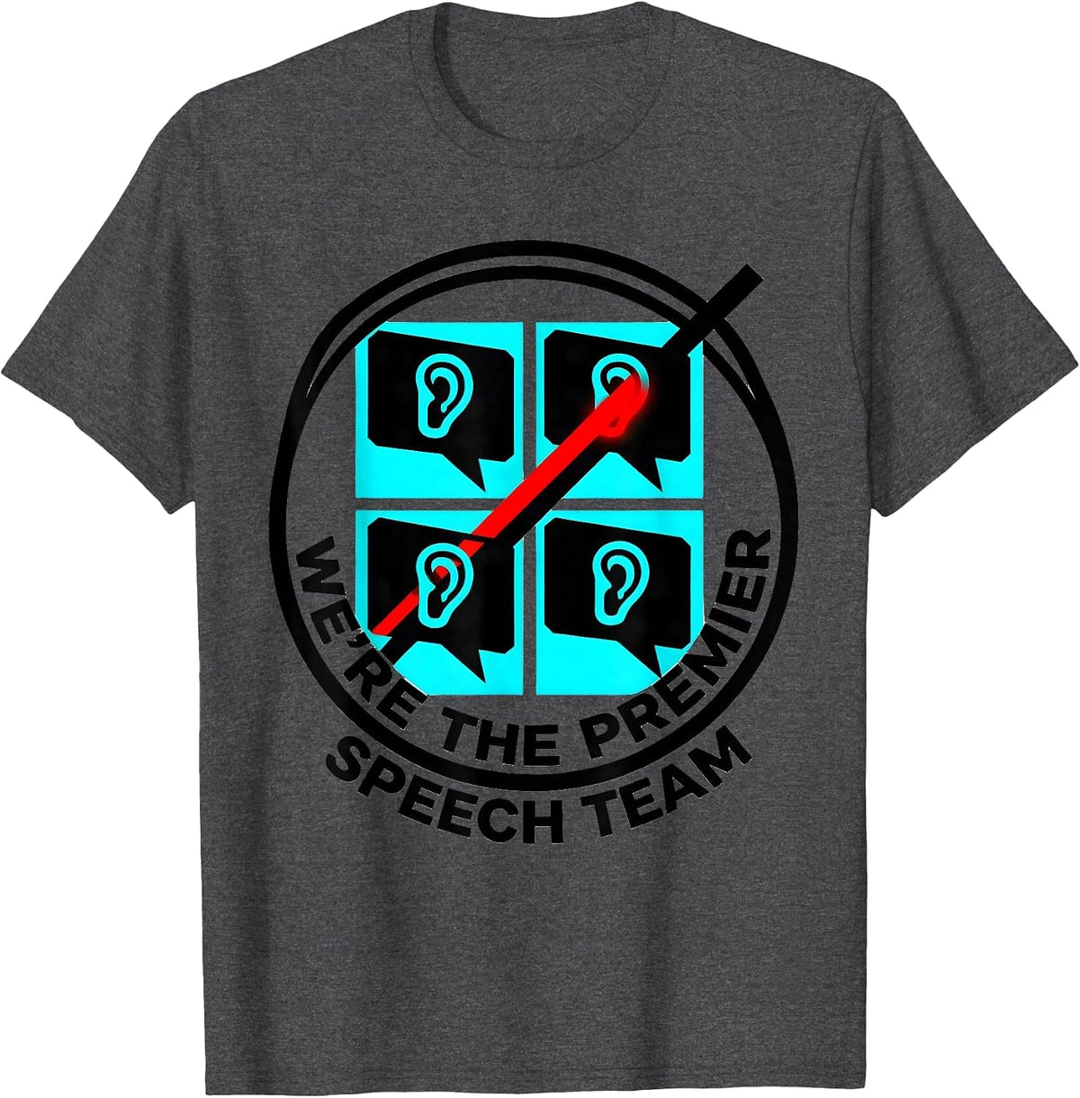 Men's We're The Premier Speech Team Retro School Staff T-Shirt - Dark Heather Grey