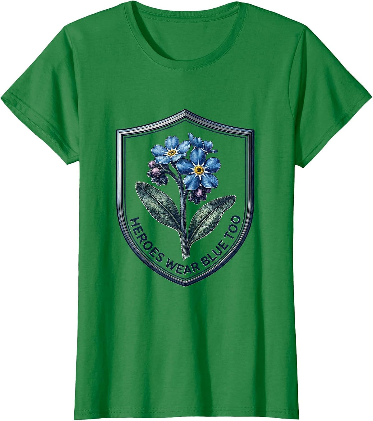Heroes Wear Blue Too Law Enforcement Tribute T-Shirt - Kelly Green