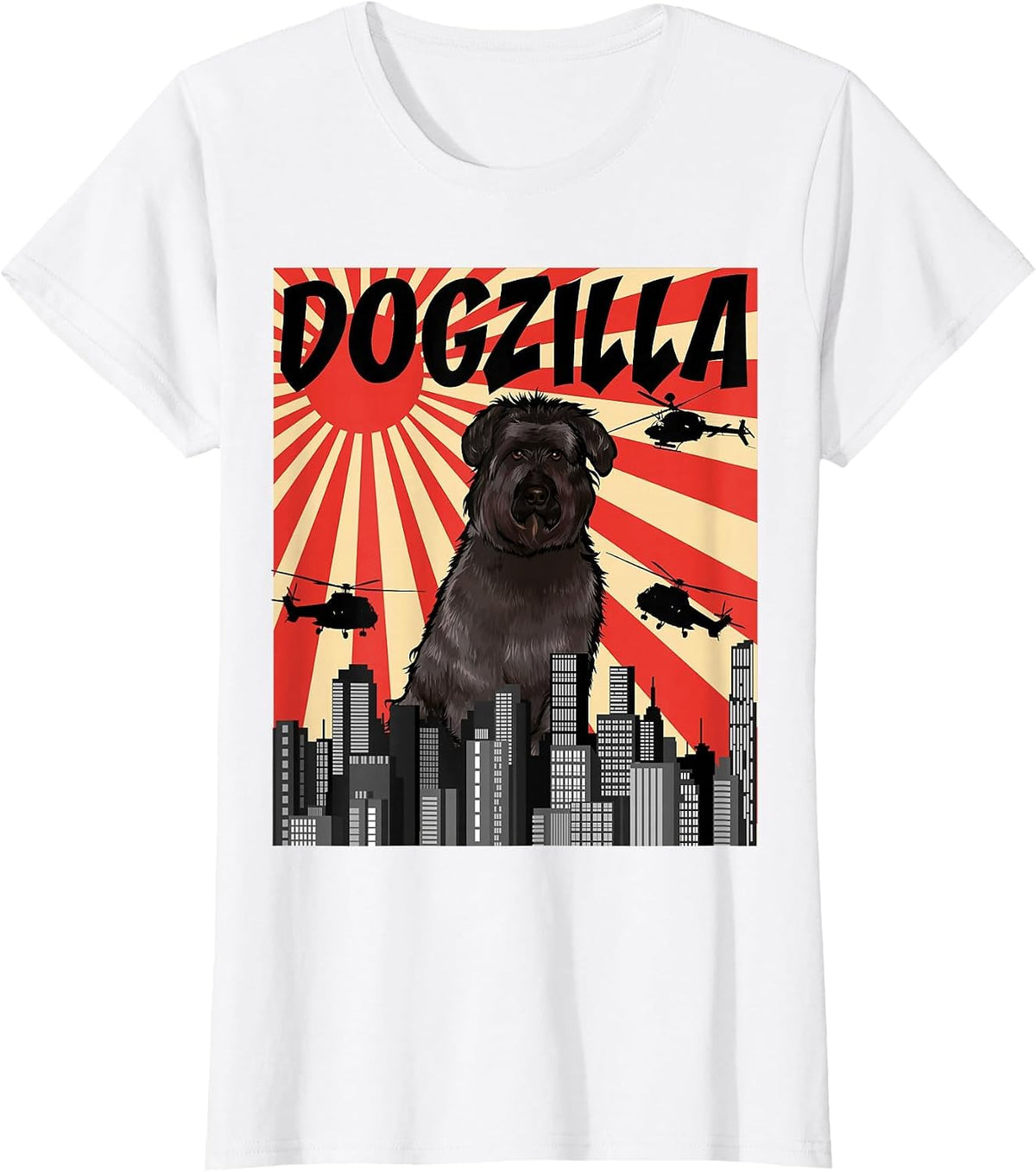 Funny Retro Japanese Dogzilla Bouvier des Flandres T-Shirt - White