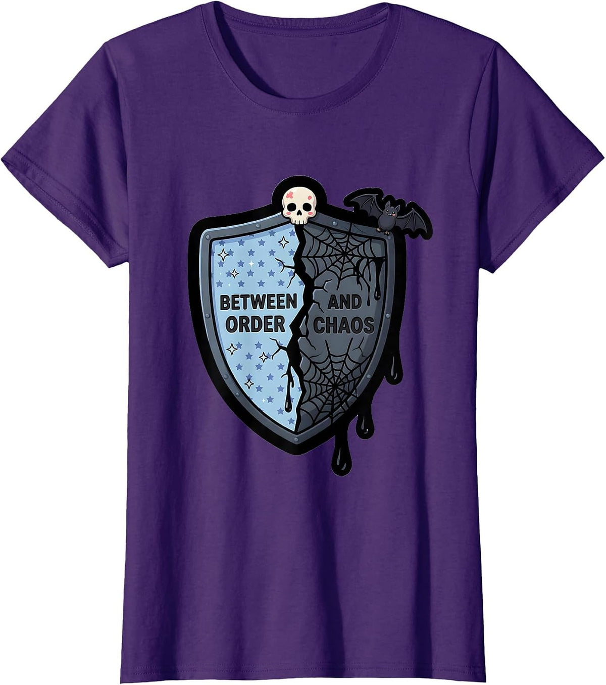 Women's Thin Blue Line Between Order and Chaos Design T-Shirt - Purple