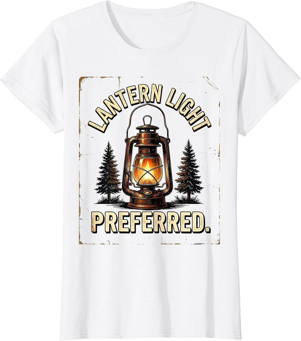 Lantern Light Preferred Camping Design T-Shirt - White