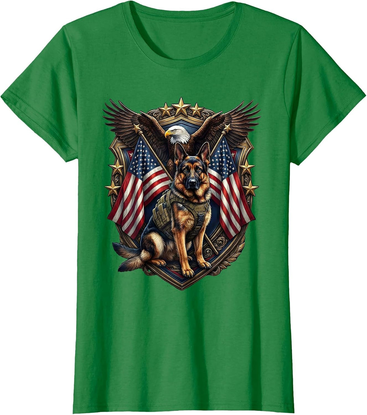 Women's K9 Tactical Dog Back the Blue Illustration T-Shirt - Kelly Green