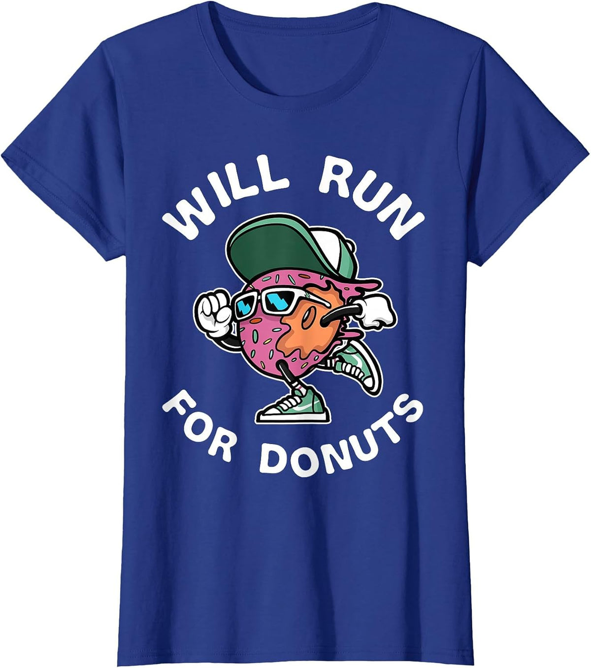 Runner Will Run for Donuts Funny Runner Marathon Running T-Shirt - Royal Blue