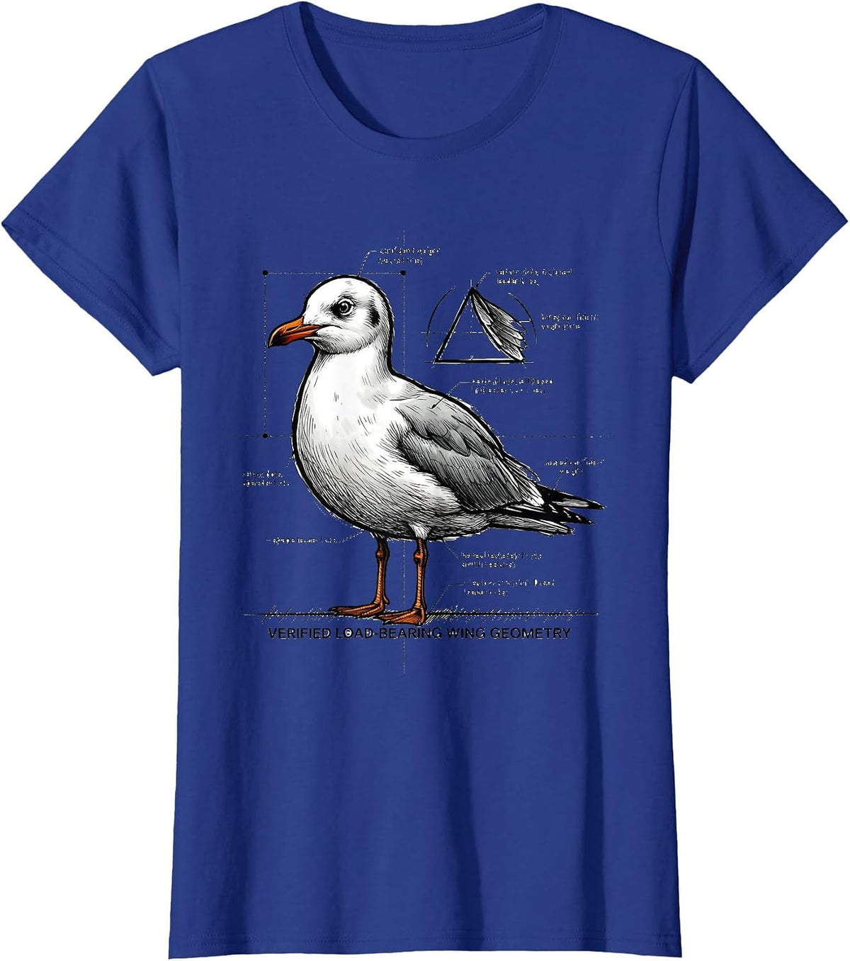 Women's Verified Load-Bearing Wing Geometry Funny Math Teacher Bird T-Shirt - Royal Blue