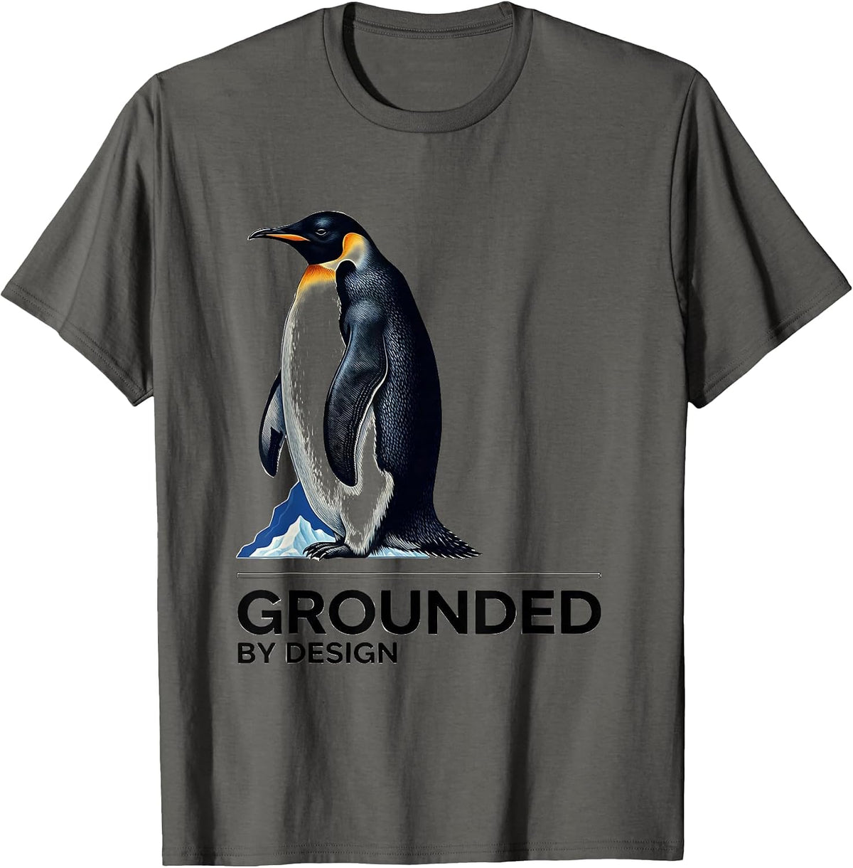 Men's Grounded By Design Funny Flightless Bird Meme Humor T-Shirt - Asphalt Grey