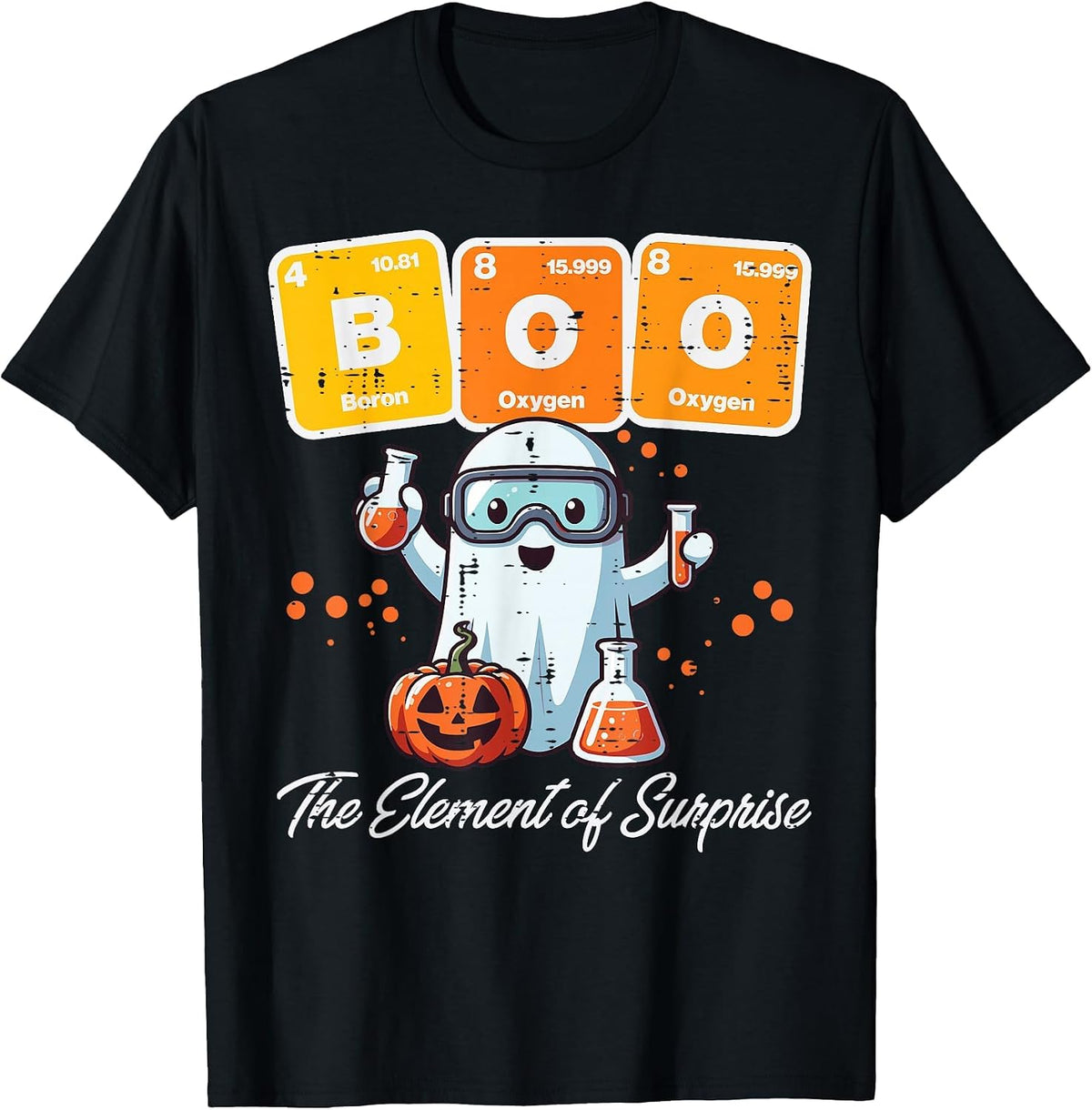Halloween Chemist Ghost Elements Surprise Costume Men Women T-Shirt - Black