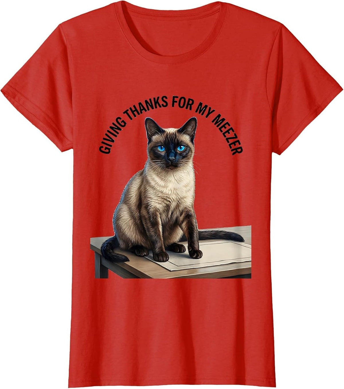 Giving Thanks For My Meezer Siamese Cat Owner Siamese Lover T-Shirt - Red