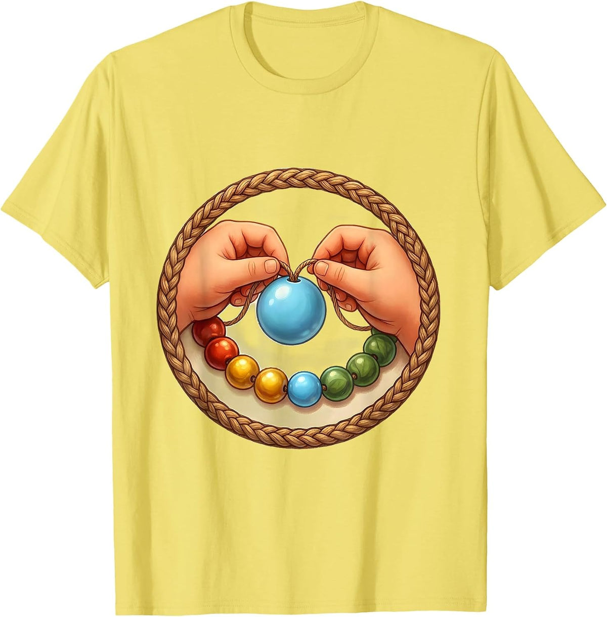 Men's Occupational Therapy Bead Threading Child Art T-Shirt - Lemon Yellow