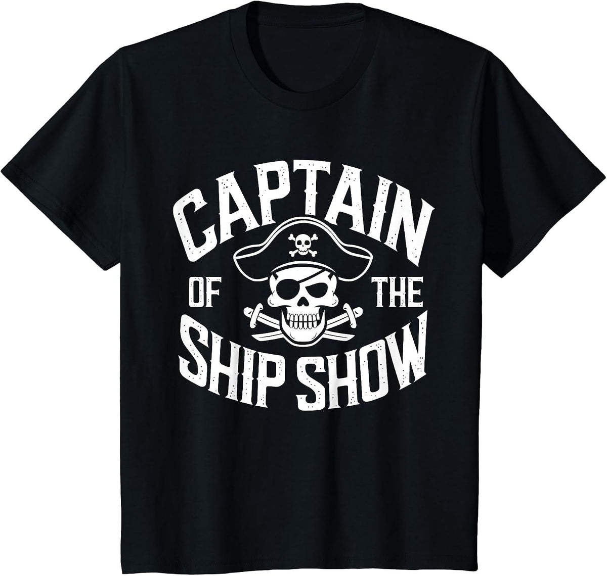Captain of the Ship Show Pontoon Boat T-Shirt - Black