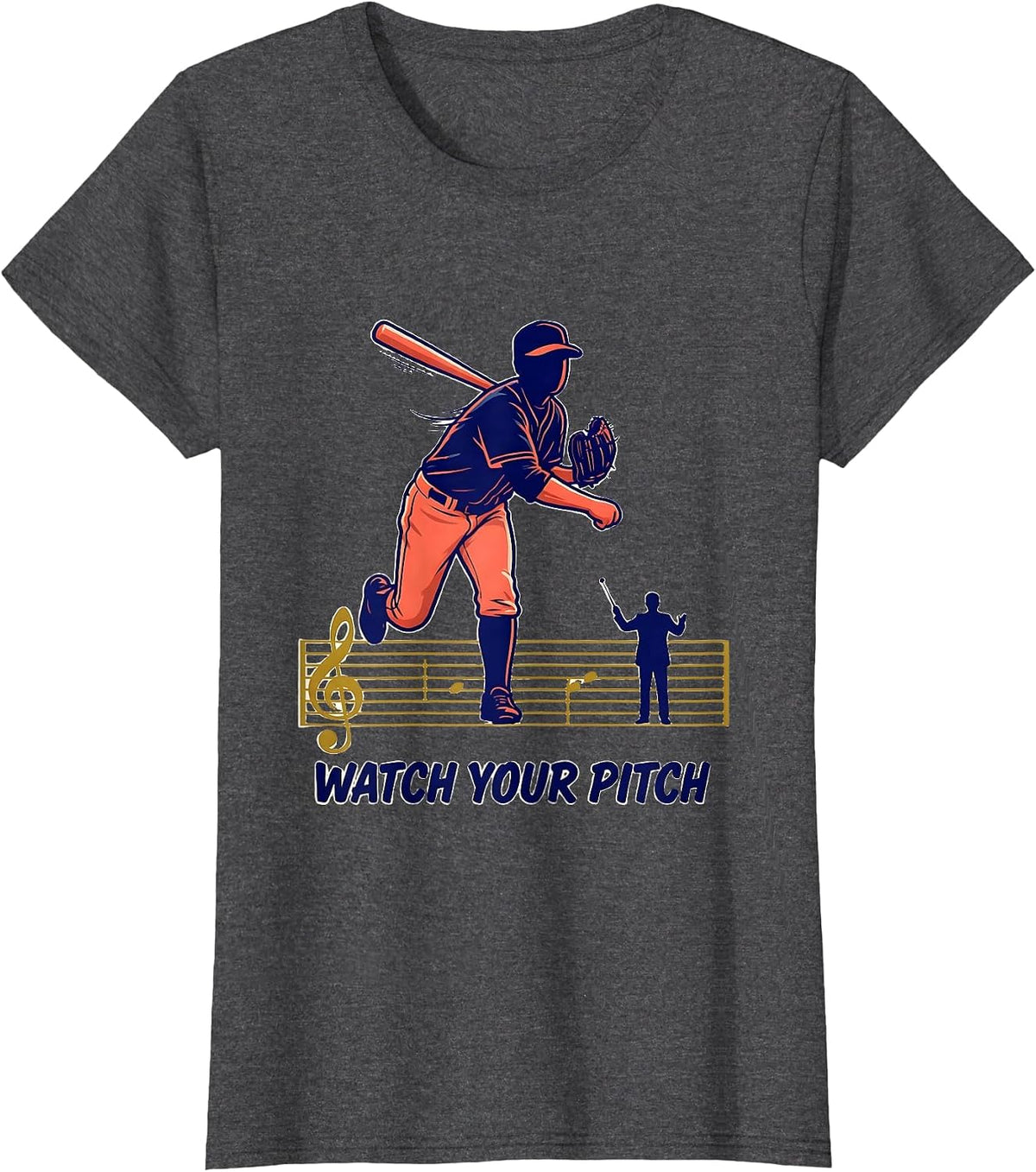 Women's Watch Your Pitch Funny Music Teacher Gift Humor T-Shirt - Dark Heather Grey