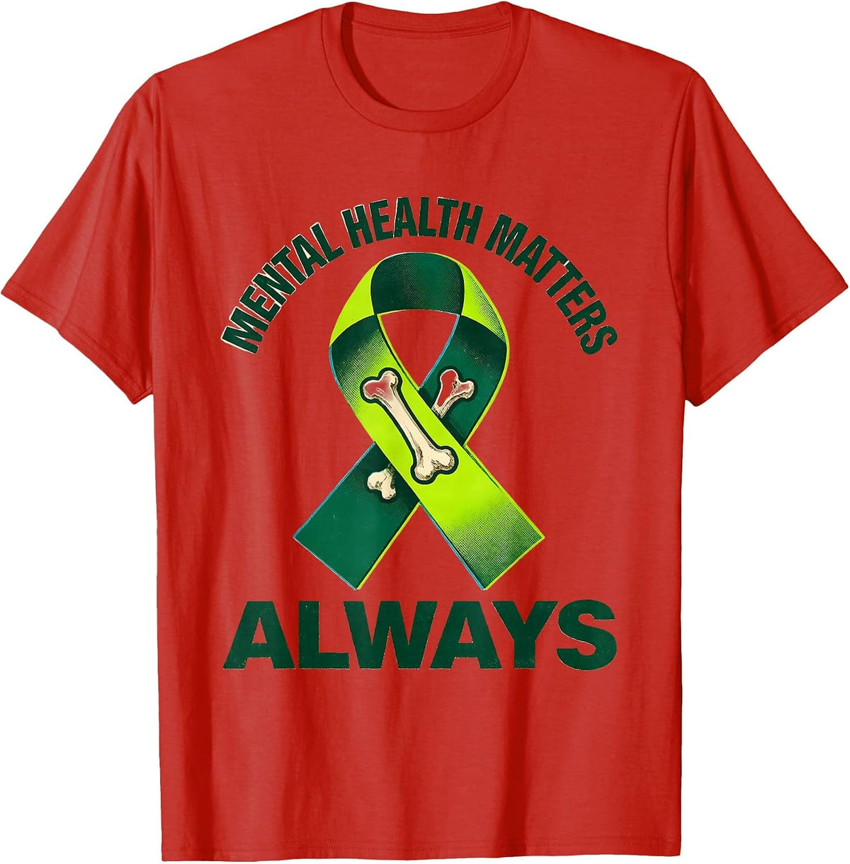 Men's Mental Health Matters Always Supportive Awareness Ribbon T-Shirt - Red