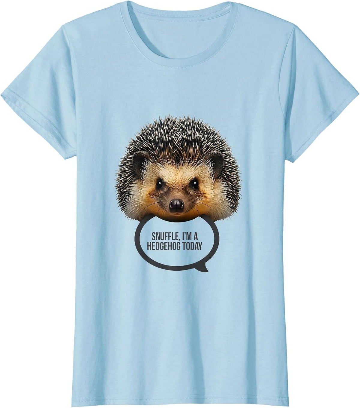 Snuffle, I'm A Hedgehog Today Cute Kawaii Animal Face T-Shirt - Baby Blue