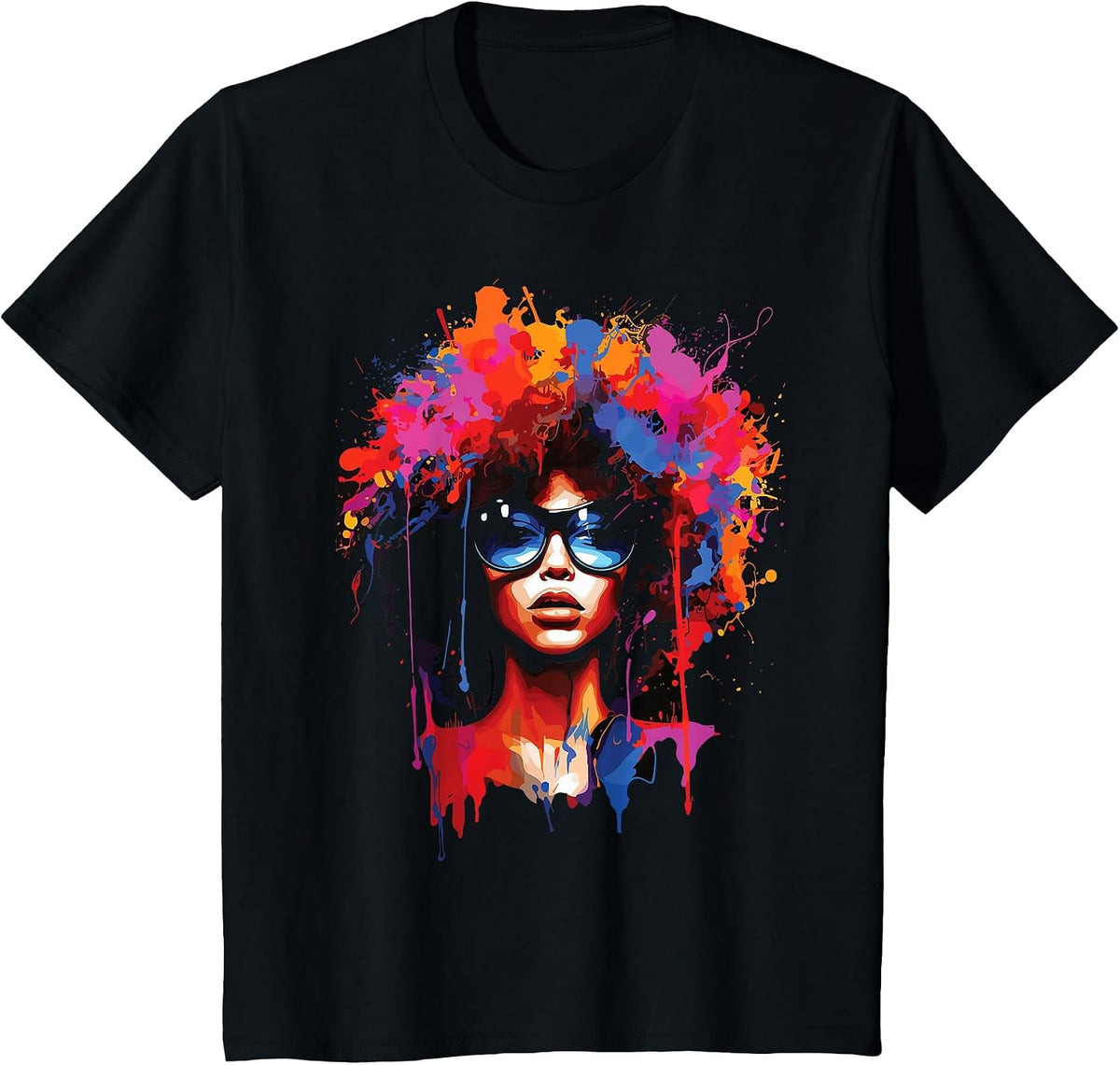 Womens Black Queen Dripping Afro Melanin Juneteenth T-Shirt - Black