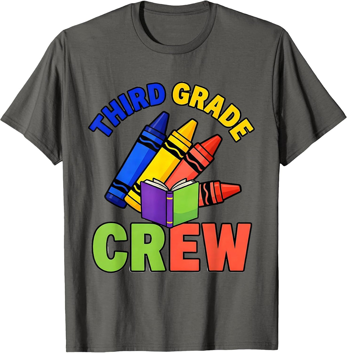Men's Third Grade Crew Colorful Teacher Team Back To School T-Shirt - Asphalt Grey