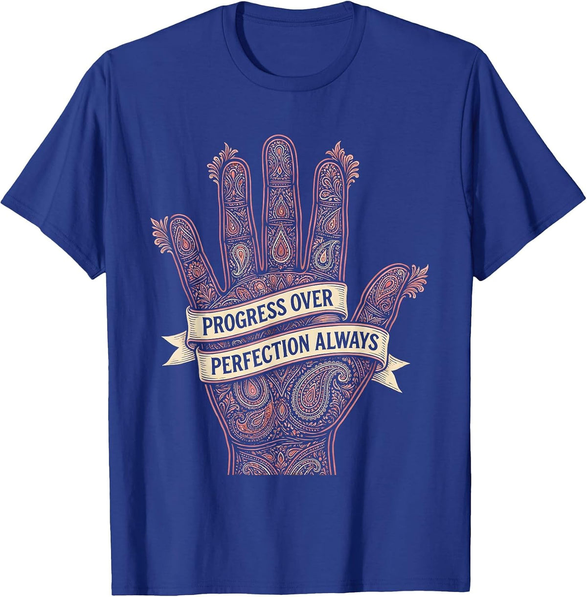 Progress Over Perfection Occupational Therapy Design T-Shirt - Royal Blue