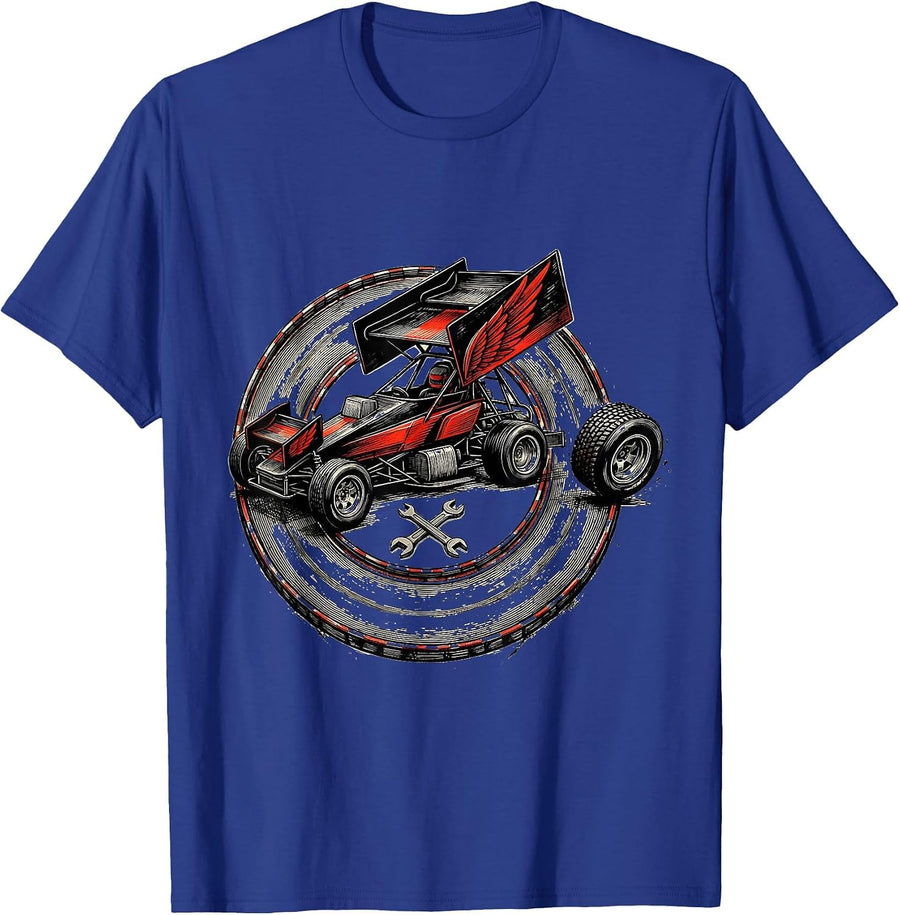 Winged Sprint Car RC Racing Humor Dirt Track T-Shirt - Royal Blue