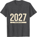 Men's Happy New Year 2027 Minimalist Family Party Celebration T-Shirt - Dark Heather Grey