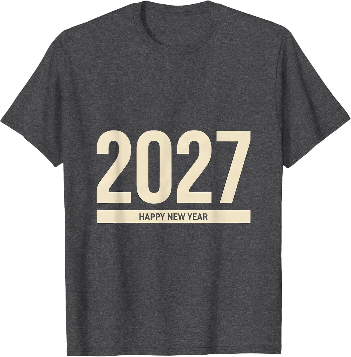 Men's Happy New Year 2027 Minimalist Family Party Celebration T-Shirt - Dark Heather Grey