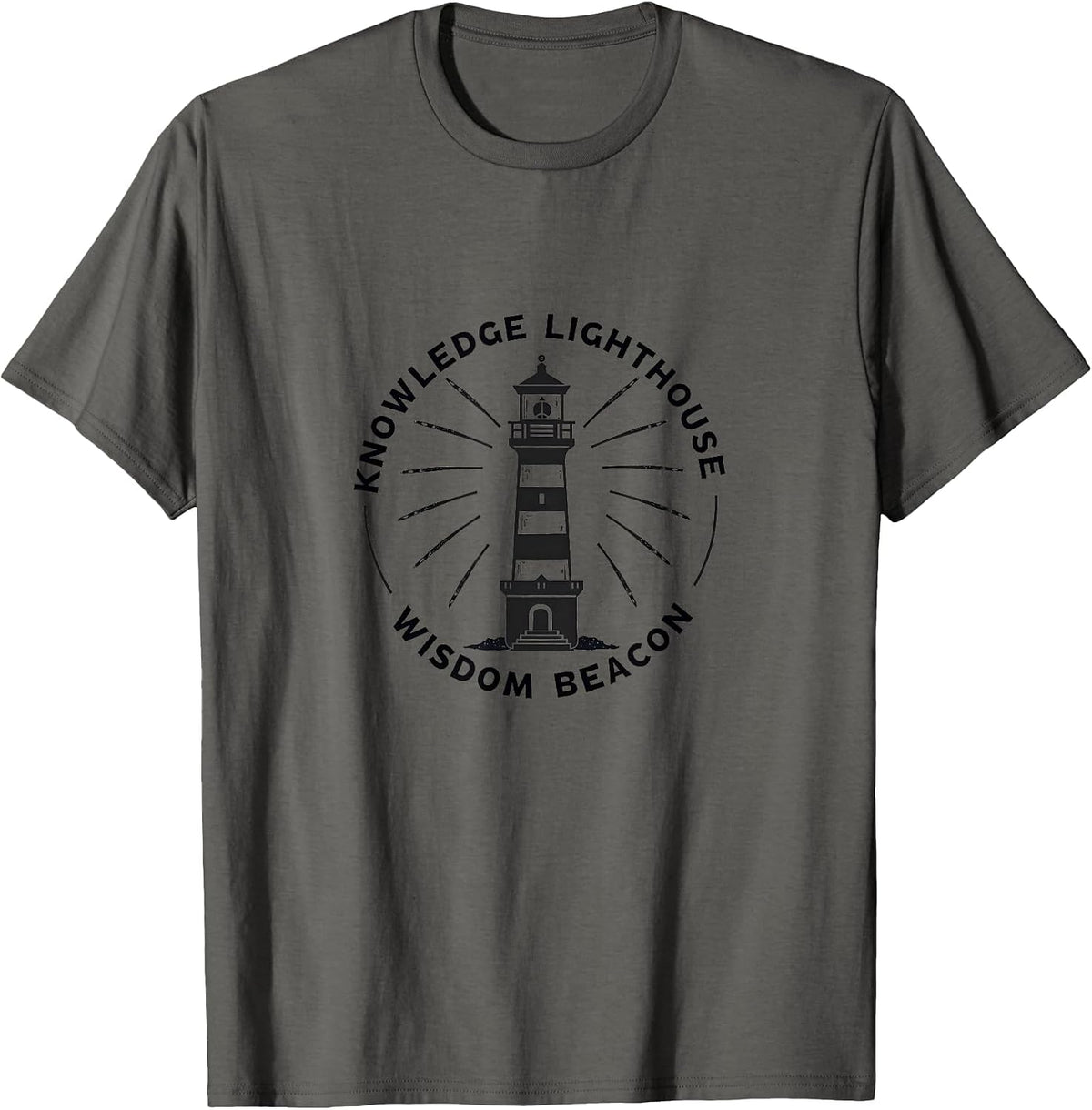 Teacher Design Shirts Knowledge Lighthouse Wisdom Beacon T-Shirt - Asphalt Grey