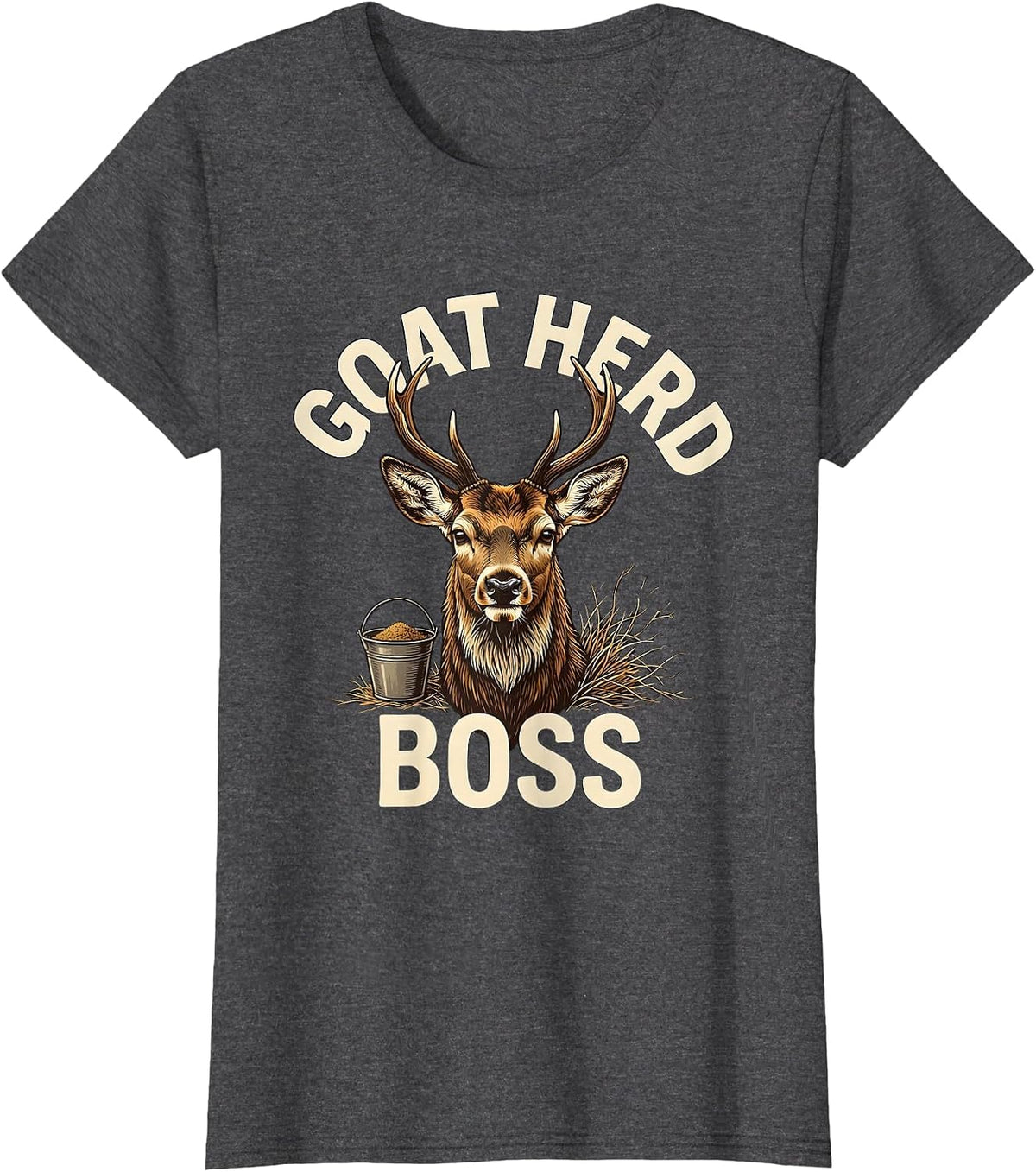 Women's Goat Herd Boss Funny Goat Lover Farmer Rancher T-Shirt - Dark Heather Grey