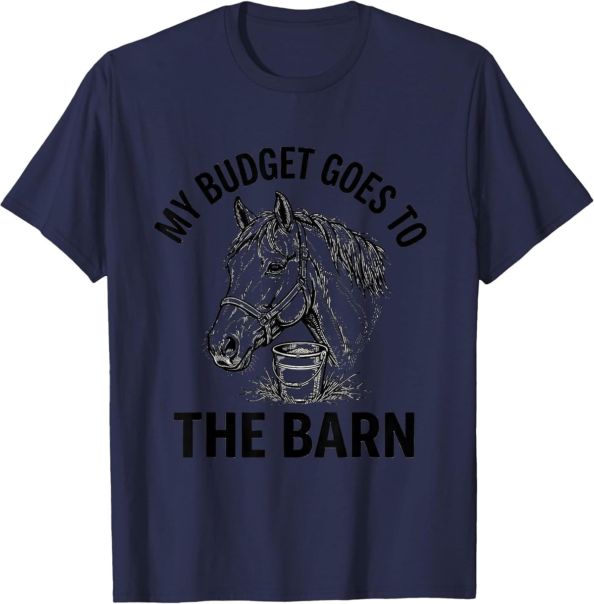 Men's My Budget Goes To The Barn Funny Horse Lover Equestrian T-Shirt - Navy Blue