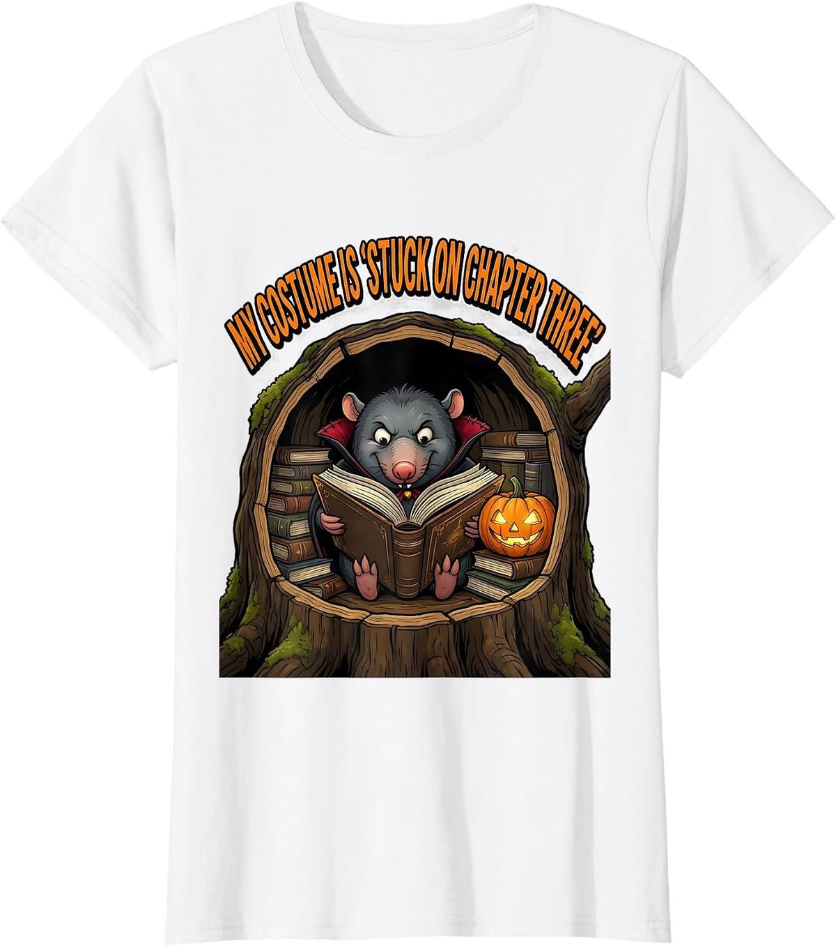 Women's My Costume Is Stuck On Chapter Three Funny Book Lover T-Shirt - White