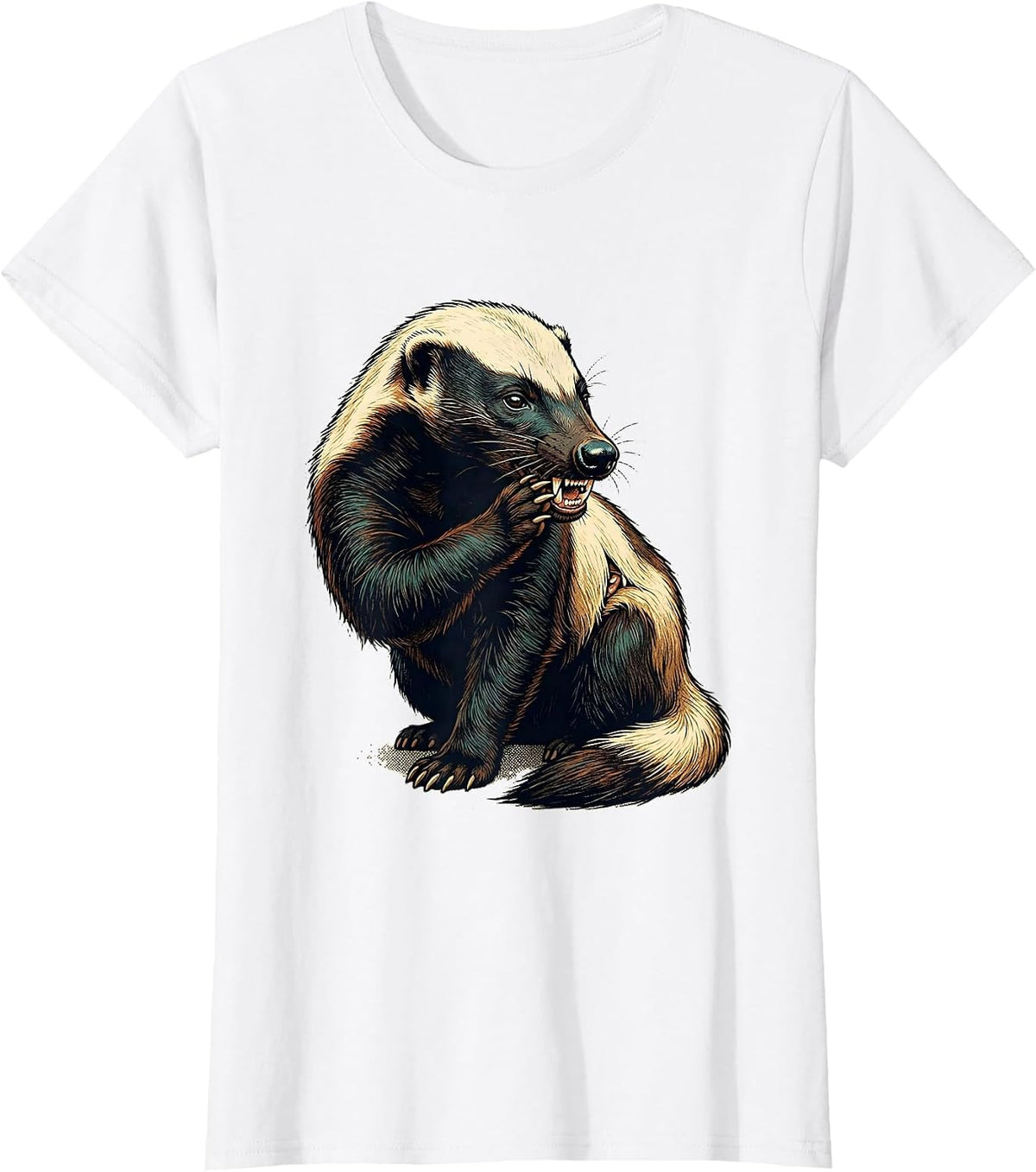 Women's Honey Badger Vintage Retro Funny Wildlife Humor T-Shirt - White