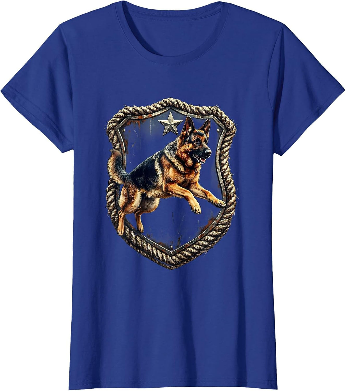 Women's K9 Dog Mid-Leap Action Graphic T-Shirt - Royal Blue