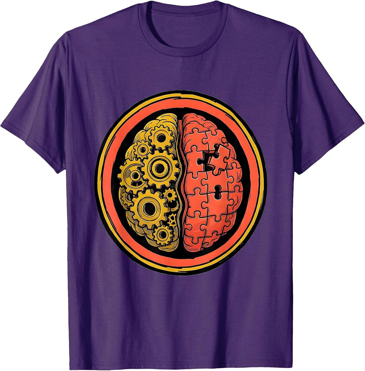 Men's Occupational Therapy Brain Gears Puzzle Illustration T-Shirt - Purple