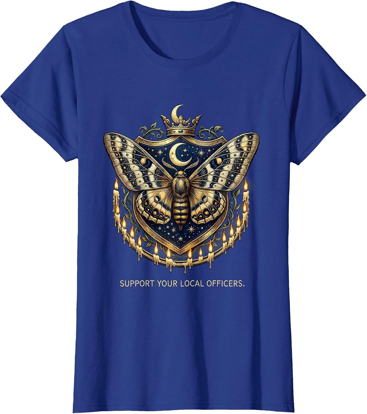 Women's Support Your Local Officers Back the Blue Design T-Shirt - Royal Blue