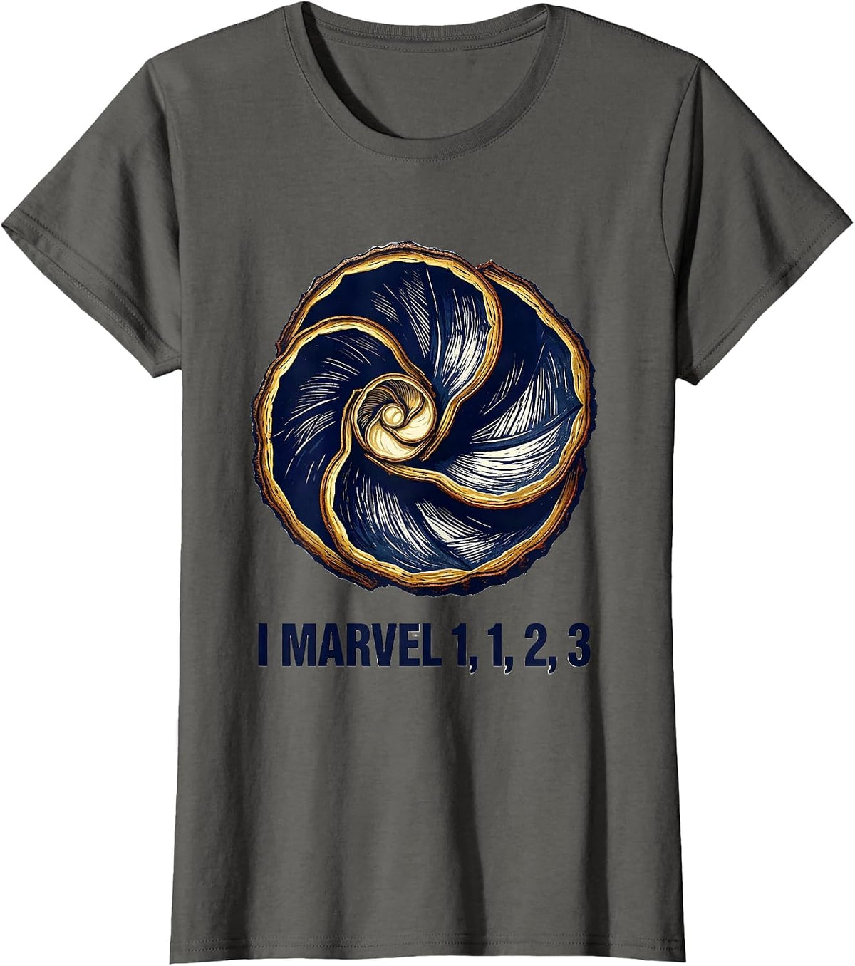 Women's I Marvel 1, 1, 2, 3 Fibonacci Golden Ratio Sacred Geometry T-Shirt - Asphalt Grey