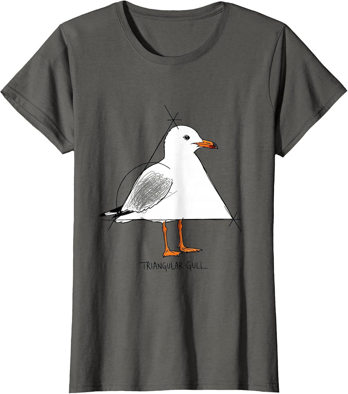 Women's Triangular Gull Funny Bird Pun Math Teacher Geometry Humor T-Shirt - Asphalt Grey