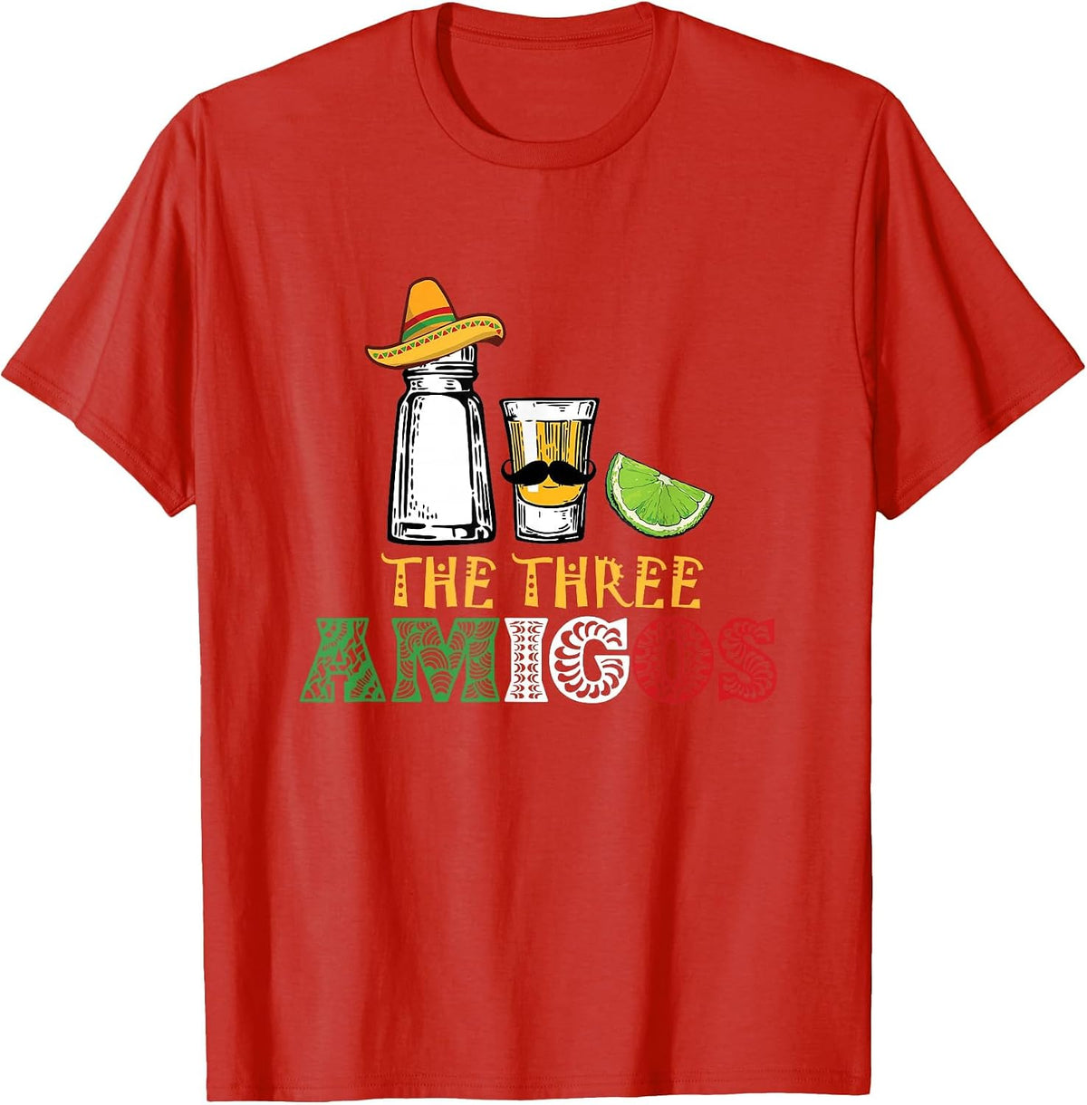 The 3 Three Amigos T-Shirt - Salt, Tequila & Lime T-Shirt - Red